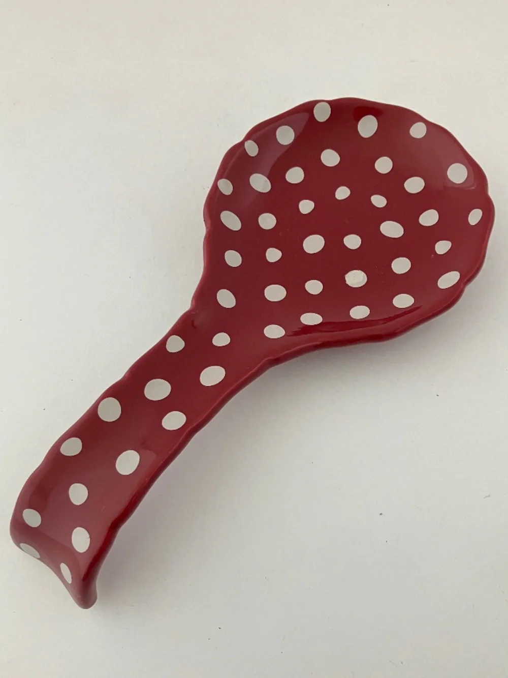 The Pioneer Woman Retro Dot Ceramic Spoon Rest with Scalloped Edge Stoneware NEW